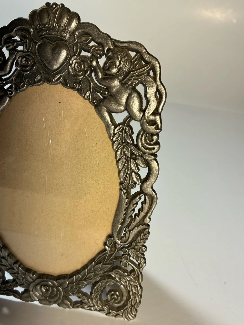 Vintage Silver Cherub Frame With Glass